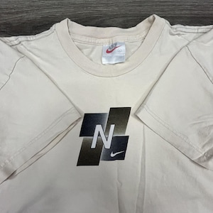 Vintage Nike Shirt Womens Large Neutrals N Logo Graphic Swoosh Retro Boxy 90s image 1