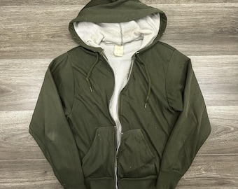 Vintage Thermo gefüttert Full-Zip Hoodie Herren XS Grün Faded Tultex 70er 80er Jahre USA