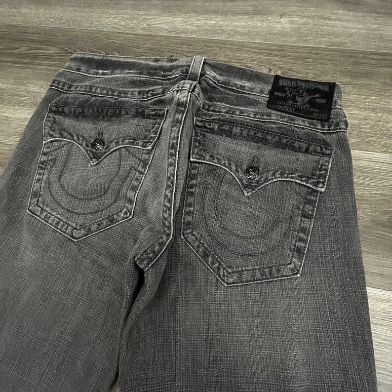 Vintage True Religion Ricky Jeans heren 36 x 32 grijs ontspannen bootcut houtskool VS afbeelding 7