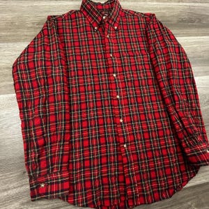 Vintage 60s Pendleton Flannel Lodge Shirt Mens Medium Red Plaid Wool Button USA image 3