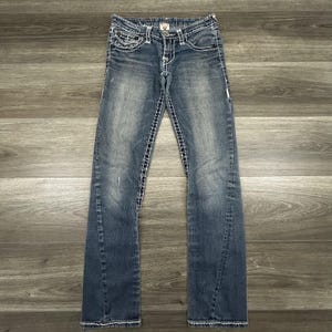 True Religion Jeans Womens 28x31 Joey Super T Low Rise Bootcut Straight Made USA image 2