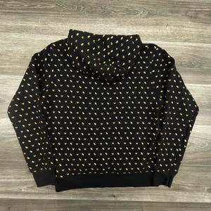 True Religion Hoodie Mens Large Black Fleece All Over Print Horseshoe Logo Y2K image 2