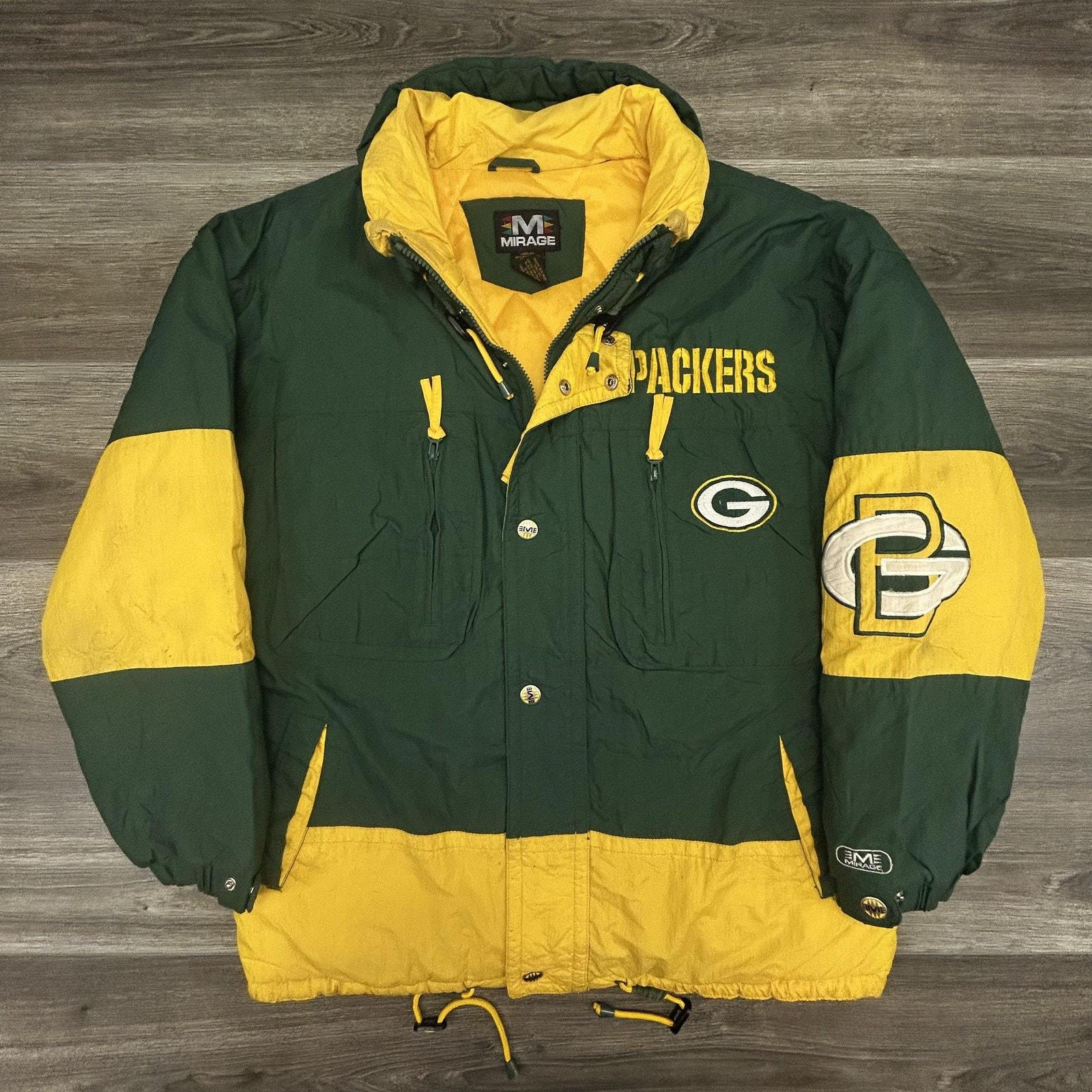 Vintage Green Bay Packers Jacket Mens Medium Green NFL Football