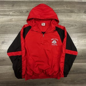 Chaqueta Ohio State Buckeyes para hombre, talla M, color rojo, de fútbol americano universitario (NCAA), con capucha y cremallera.