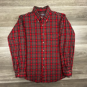 Vintage 60s Pendleton Flannel Lodge Shirt Mens Medium Red Plaid Wool Button USA image 1