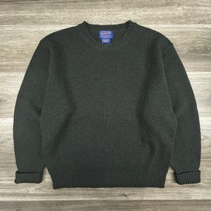 Pendleton Sweater Mens Large Green 100% Shetland Wool Crewneck Knit Heavy EUC image 1