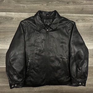 Special✨90s st john’s bay leather jacket Vintage St.John's Bay Men's Black Motorcycle Leather Jacket Size