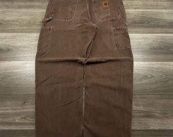 Vintage Carhartt Carpenter Pants Mens 36x30 Brown B11 CHT Relaxed Duck Chestnut