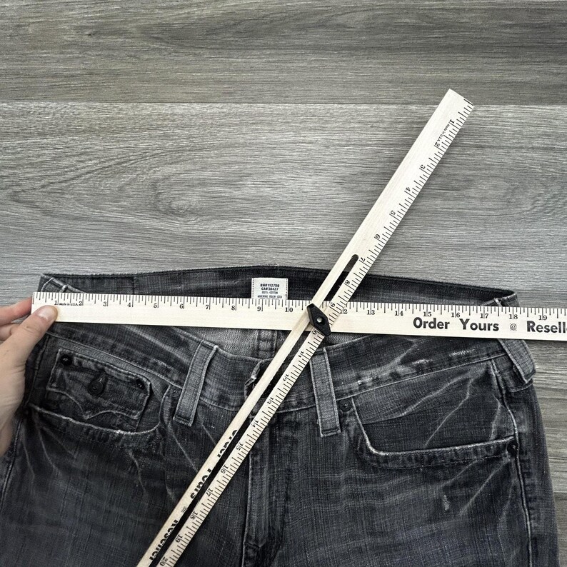 Vintage True Religion Ricky Jeans heren 36 x 32 grijs ontspannen bootcut houtskool VS afbeelding 11