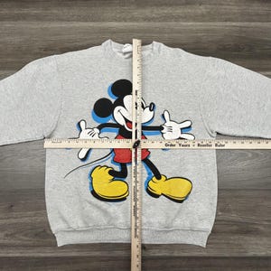 Vintage Disney Mickey Mouse Sweatshirt Mens Large Gray Graphic Fleece 90s USA image 9