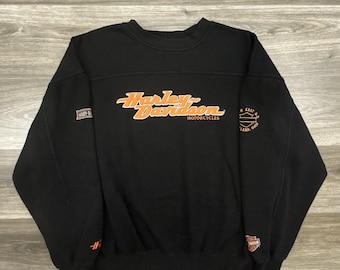 Sudadera vintage Harley-Davidson para hombre, talla XL, color negro, de felpa, estilo años 90.
