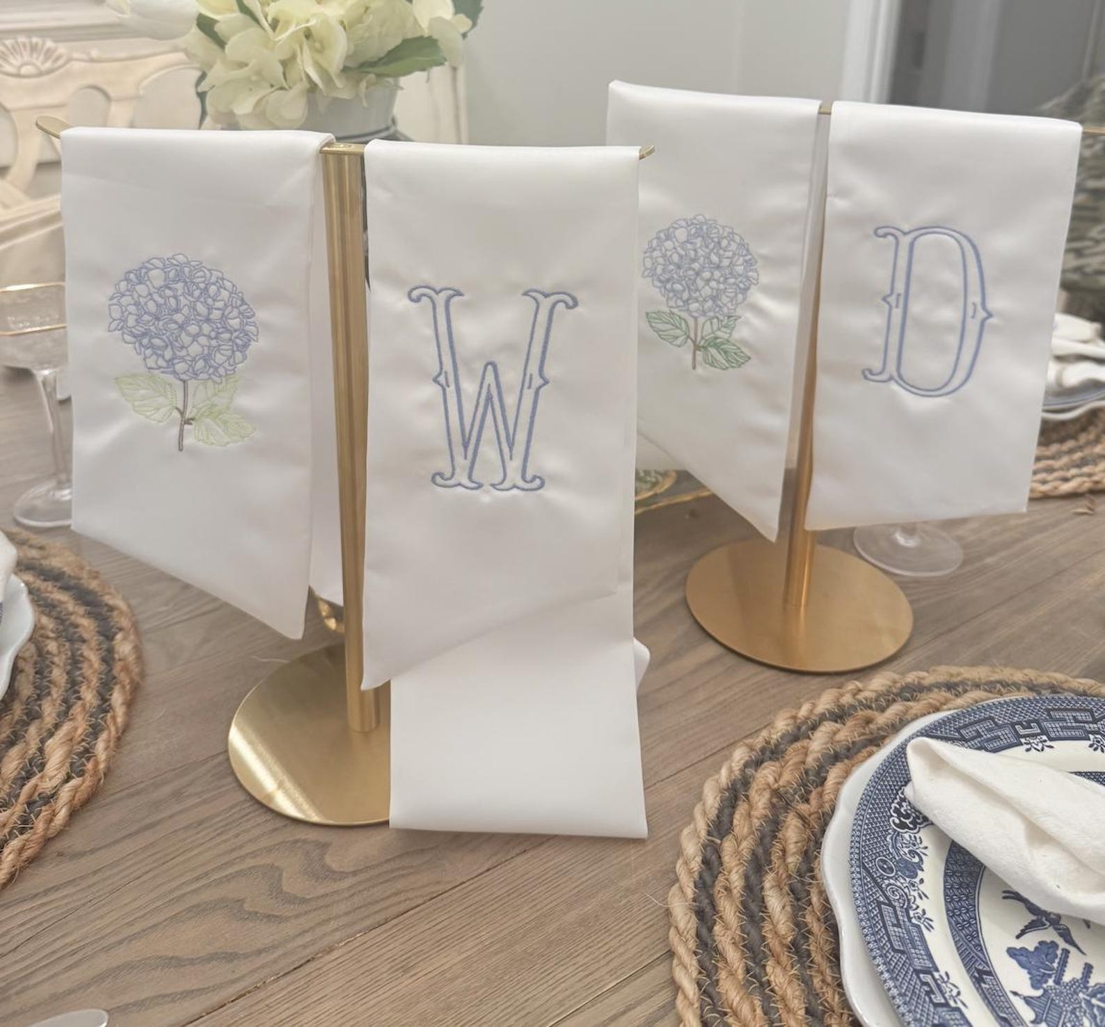 Hydrangea Wreath Sash: Personalized - Hydrangea & Initial