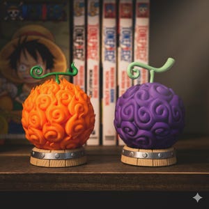 One Piece Devil Fruit 3D Replica - Mera Mera no Mi and Gomu Gomu no Mi - Geek Decor and Collectible - Anime Fan Gift - EU Shipping