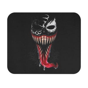 Venom-Inspired Monster Face Mouse Pad | Creepy Tongue, Sharp Teeth