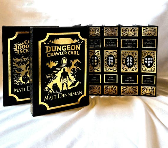 Dungeon Crawler Carl - DCC Series- Leather Rebind Custom Collector's Editions - Matt Dinniman - all 8 books