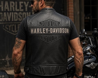 Herren Harley Davidson Leder Biker Weste | Motorradfahren Moto Weste