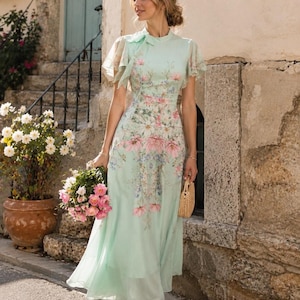 Sage Green Floral Maxi Dress - Etsy Sage Green Floral Maxi Dress - Etsy