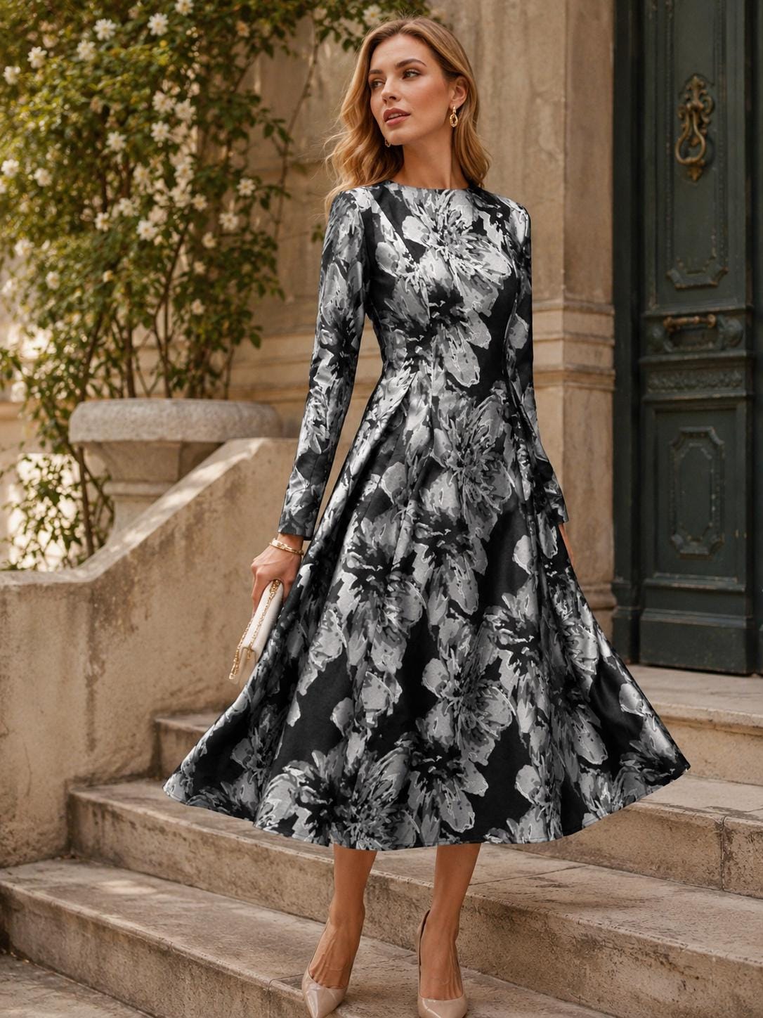 sachin and babi light blue dress Peony Princess Off-shoulder Gown Teuta Matoshi