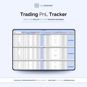 Trading PnL-trackerspreadsheet | Winst- en verliesdashboard met jaarlijkse balans | Google Spreadsheets