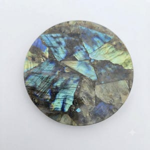 Posavasos de cristal de labradorita natural con destellos azules (juego de 4)