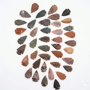 Fancy Jasper Arrowhead Set, Hand-Knapped Crystal Points, Wiccan Altar Supplies ,