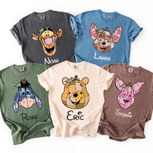 Comfort Colors Halloween Pumpkin Shirt Cute Patchwork Character Tee Retro Fall Custom Name Graphic Top Spooky Season Outfit