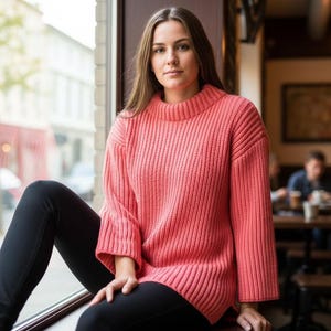 Fishermans Rib Knit Sweater Pattern Cozy Ribbed Pullover (PDF Download)