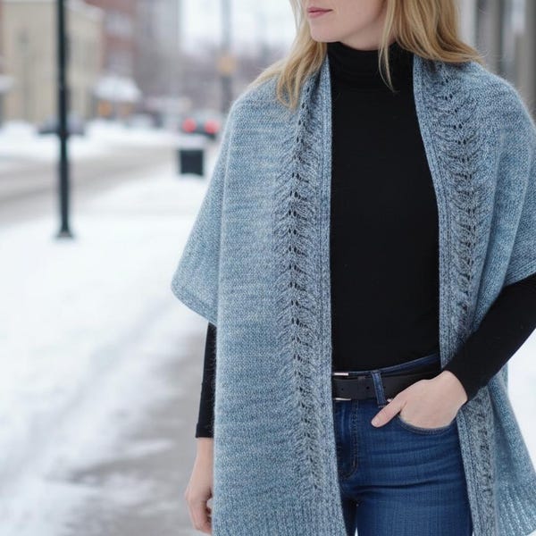 Knitting Shawl Pattern PDF, Lace Scarf Knit Pattern, Lightweight Wrap Knit Elegant