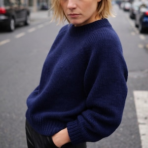 Knitting Raglan Sweater Pattern PDF, Oversized Knit Sweater, Top Down Knit
