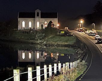 St Columba’s Church Donegal Ireland Print, Irish Coastal Wall Art, Church Reflection Photo, Rustic Cottage Decor, Wild Atlantic Way