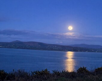 Mulroy Bay Donegal Moon, Donegal Ireland Wall Art Print, Irish Landscape Photography, Wild Atlantic Way, Rustic Cottage Decor, Ireland Photo