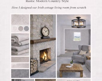 Rustic Cottage Living Room Design Guide PDF | Irish Cottage Interior Design | Rustic Modern Country Style | Home Design Ebook
