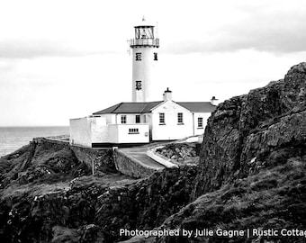 Fanad Head Lighthouse Donegal Ireland Print, Black and White Coastal Photography, Wild Atlantic Way, Irish Lighthouse Wall Art Decor