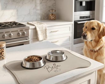 Personalized Pet Feeding Mat with Name | Custom Dog Feeding Mat | Memory Foam Pet Mat | Dog Bowl Mat | Cat Feeding Station | Pet Lover Gift