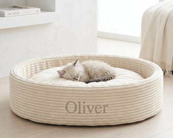 Cama estética para perros, cama redonda para mascotas, cama de pana para perros, cama personalizada para mascotas, cojín moderno para perros, cama acogedora para gatos, cama minimalista para mascotas