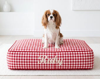 Cute Dog Bed, Personalized Pet Bed, Gingham Pet Bed, Custom Dog Bed, Puppy Bed, Small Dog Bed, Pet Gift, Cozy Dog Bed