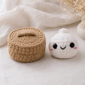 Crochet Bao squishy Dumpling Pattern, Kawaii Squishy Plush, Viral Dumpling Gift Steamer Basket Amigurumi Toy, No Sew Easy Craft