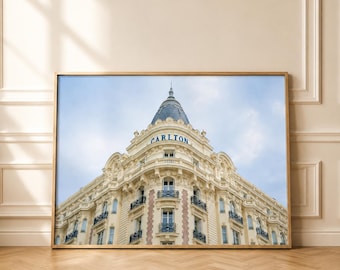 Carlton Cannes Photo Print, French Riviera Wall Art, Cannes Hotel Photography, Luxury Architecture Print, Neutral Coastal Decor