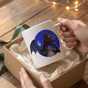Caneca Charizard Brilhante – Caneca de Café com Arte de Fã de Fogo, Presente Pokémon