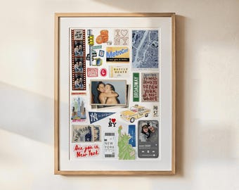 Matchbook Collage Poster Canva Template | NYC Photo Collage | New York City Wall Art | City Skyline Poster | 400+ Elements