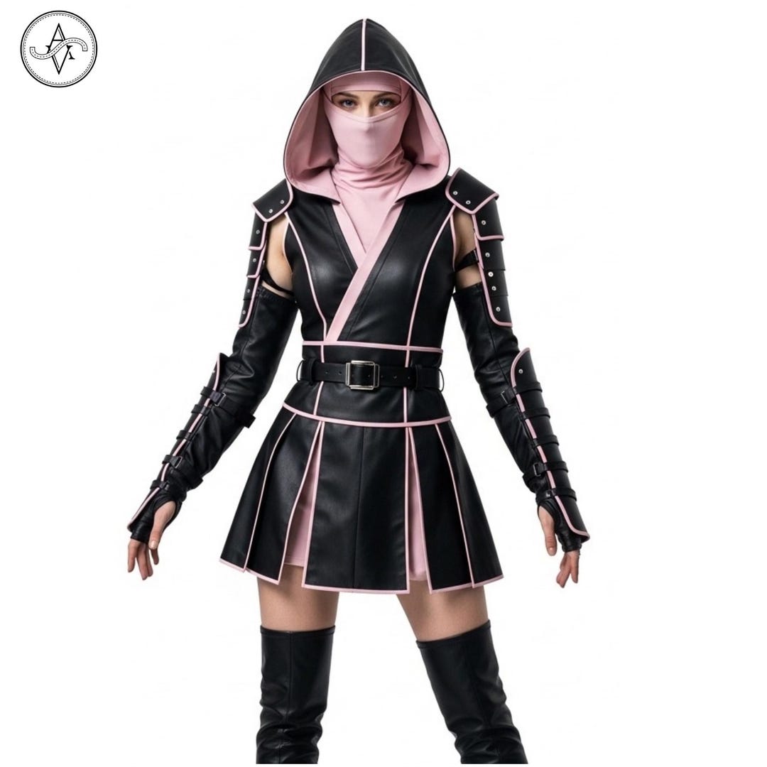 Larp Fighter Handcrafted Kunoichi Fighter Armor for Women | Leather Battle Suit ...