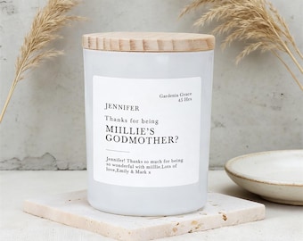 Personalised Godmother Candle: Christening Keepsake Gift