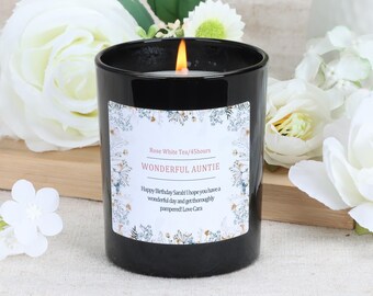 Regalo de cumpleaños para tía - Regalo personalizado para tía - Vela aromática con tapa de madera