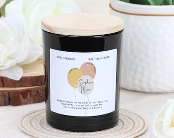 Personalised New Baby Candle Gift: Soy Wax Apothecary Jar