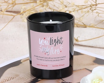 Personalised Valentine's Day Candle Gift: 'You Light My Fire'
