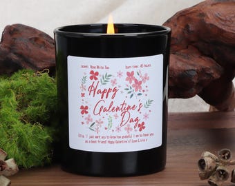 Personalised Galentine's Day Candle: Apothecary Jar, Soy Wax, Floral Label