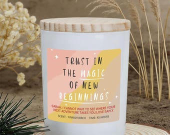 Affirmation Frosted Candle: New Beginnings Gift, Scented Soy Wax