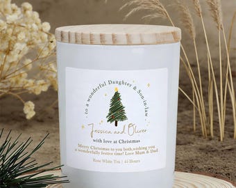 Personalised Christmas Candle Gift: Daughter & Son-in-Law, Scented Soy Wax