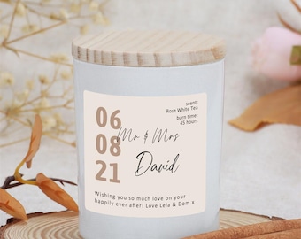 Personalised Wedding Date Candle: Mr & Mrs Soy Wax Gift