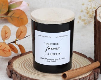 Personalised Anniversary Candle Gift for Wife - Soy Wax, Pale  Label